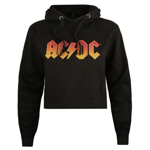 AC/DC Womens/Ladies Logo Cropped Hoodie