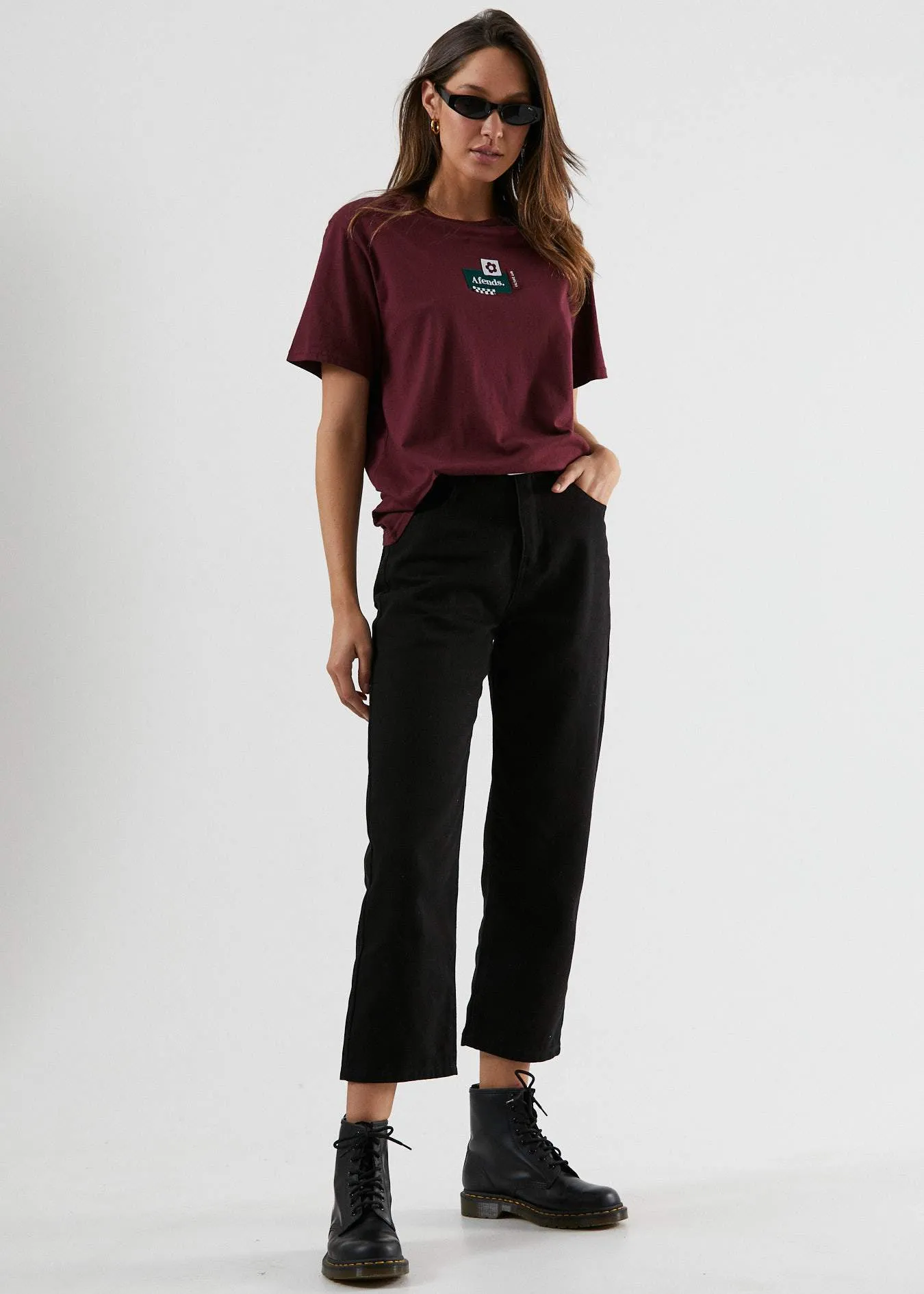 Afends Womens Misfit - Boyfriend Fit Tee - Port