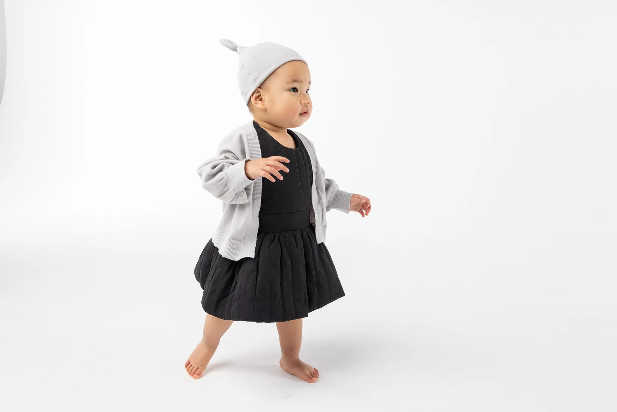 Baby Poplin Quilted Pinafore Dress - Black