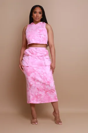 Be My Date Cropped Cargo Skirt Set - Pink