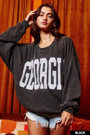 Black Georgia Comfy Oversize Graphic Sweatshirt