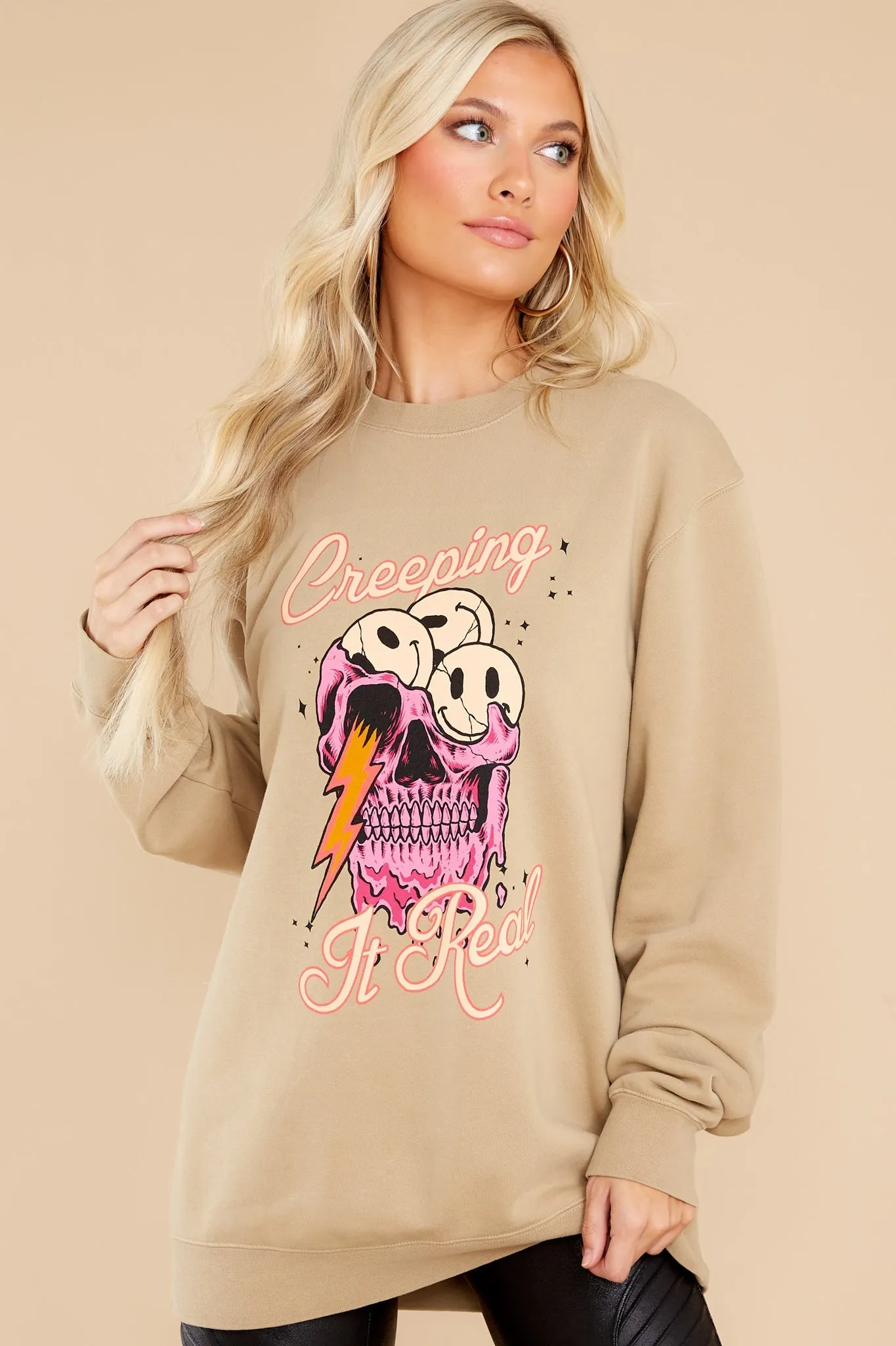 Creeping It Real Taupe Sweatshirt