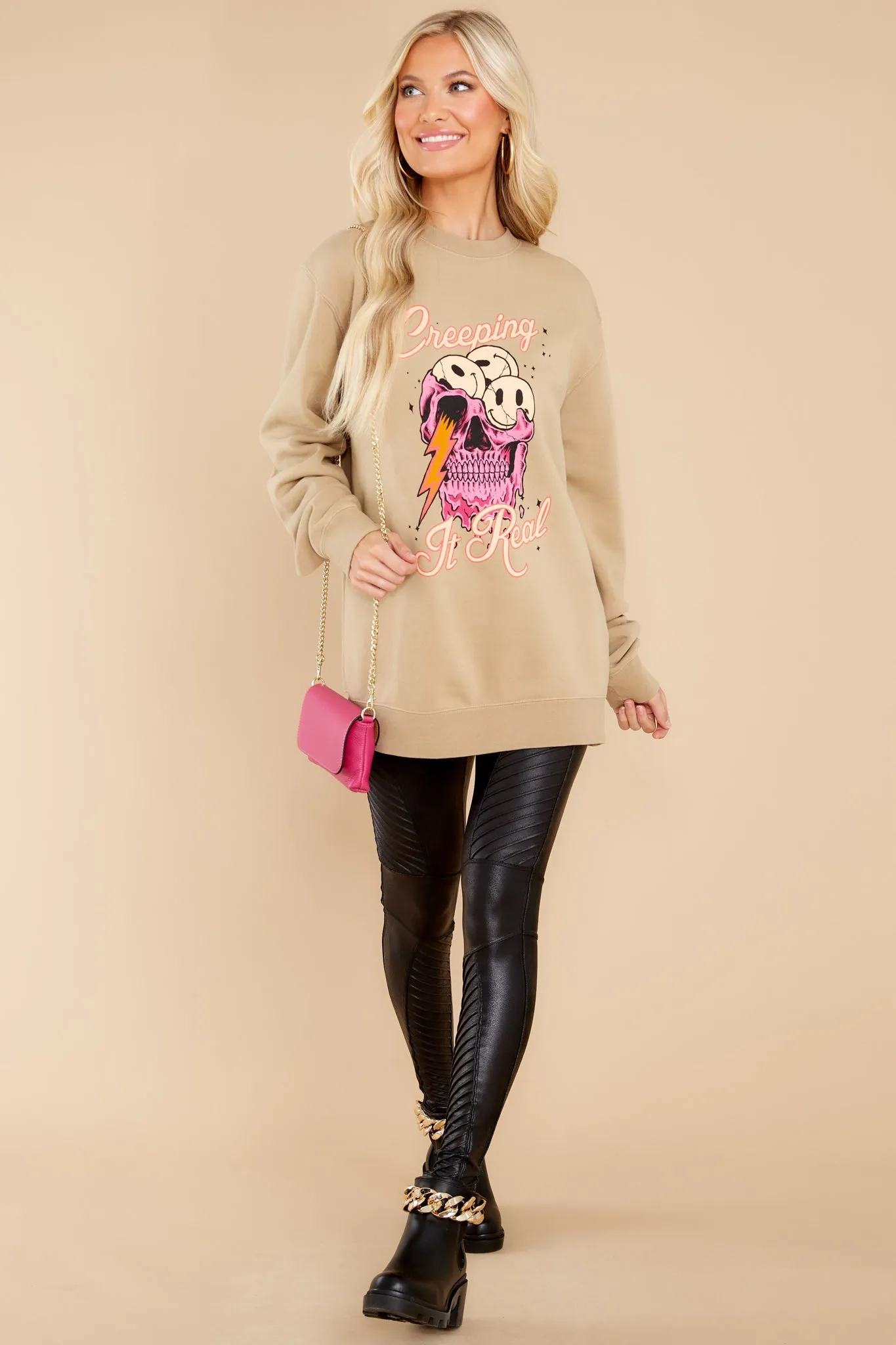 Creeping It Real Taupe Sweatshirt