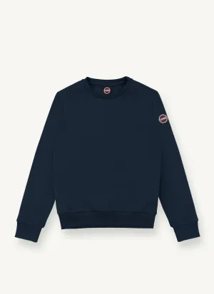 Crew Neck Sweatshirt with Ribbed Knit Edges