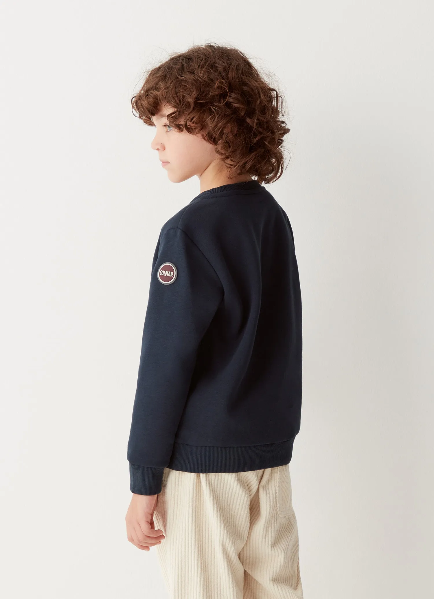 Crew Neck Sweatshirt with Ribbed Knit Edges