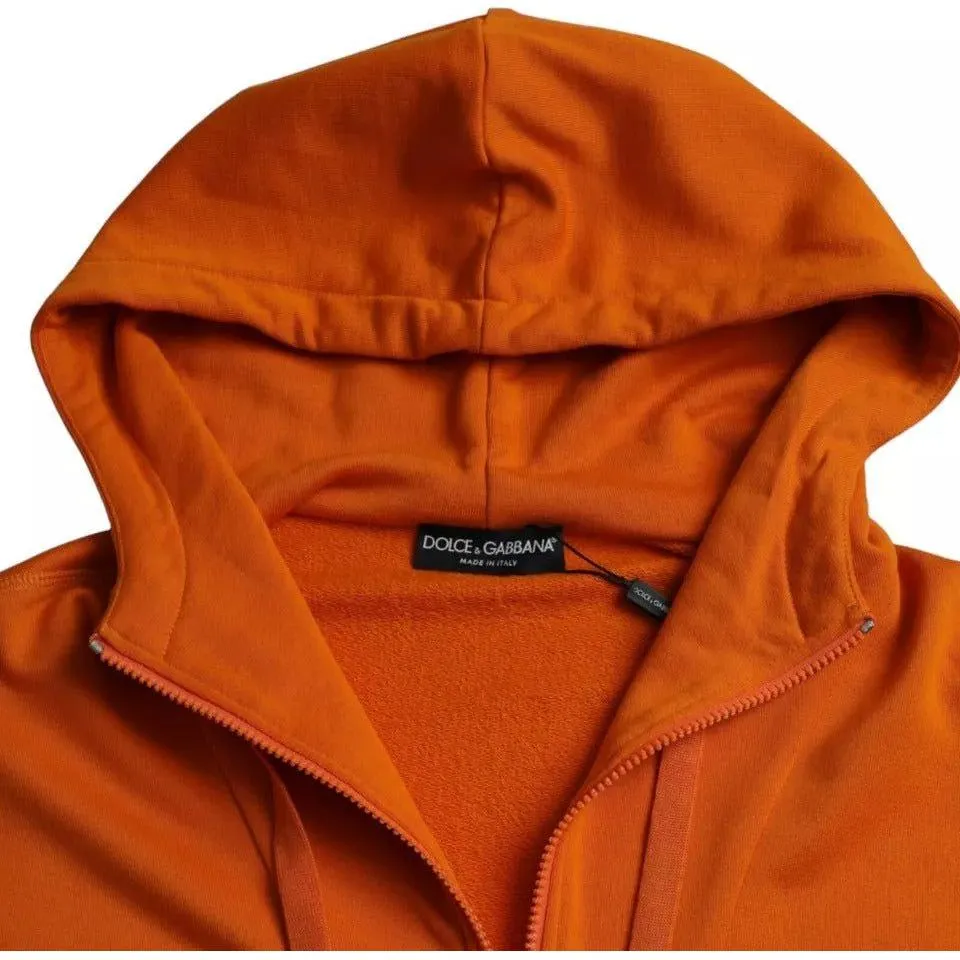 Dolce & Gabbana Orange Hooded Pullover Sweatshirt Sweater