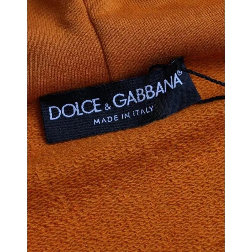 Dolce & Gabbana Orange Hooded Pullover Sweatshirt Sweater