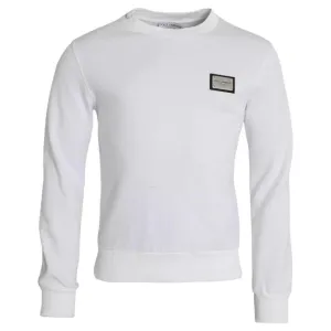 Dolce & Gabbana White Cotton Logo Pullover Sweatshirt Sweater