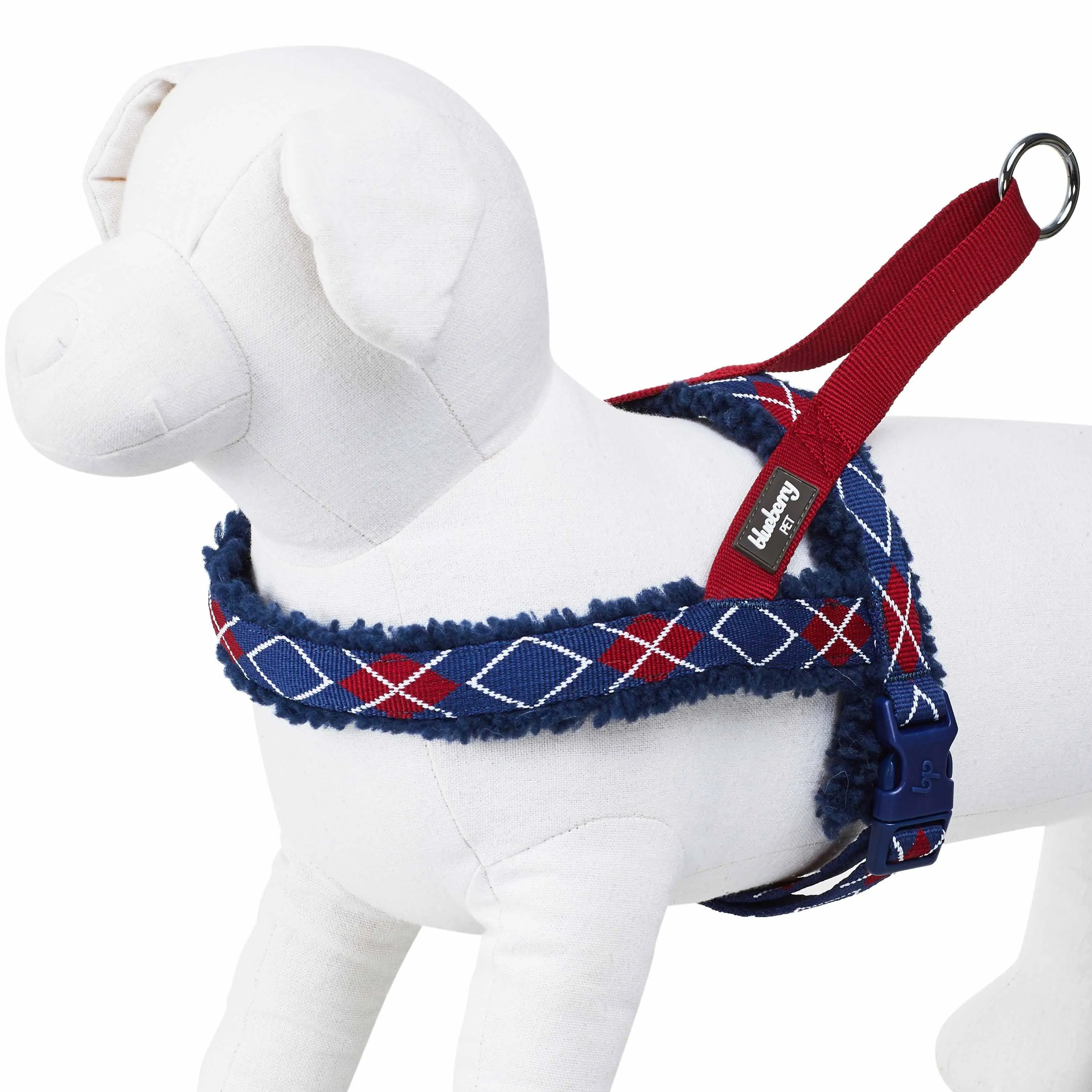 Easy On/Off | Sherpa Fleece Padded Dog Harness in Scottish Argyle