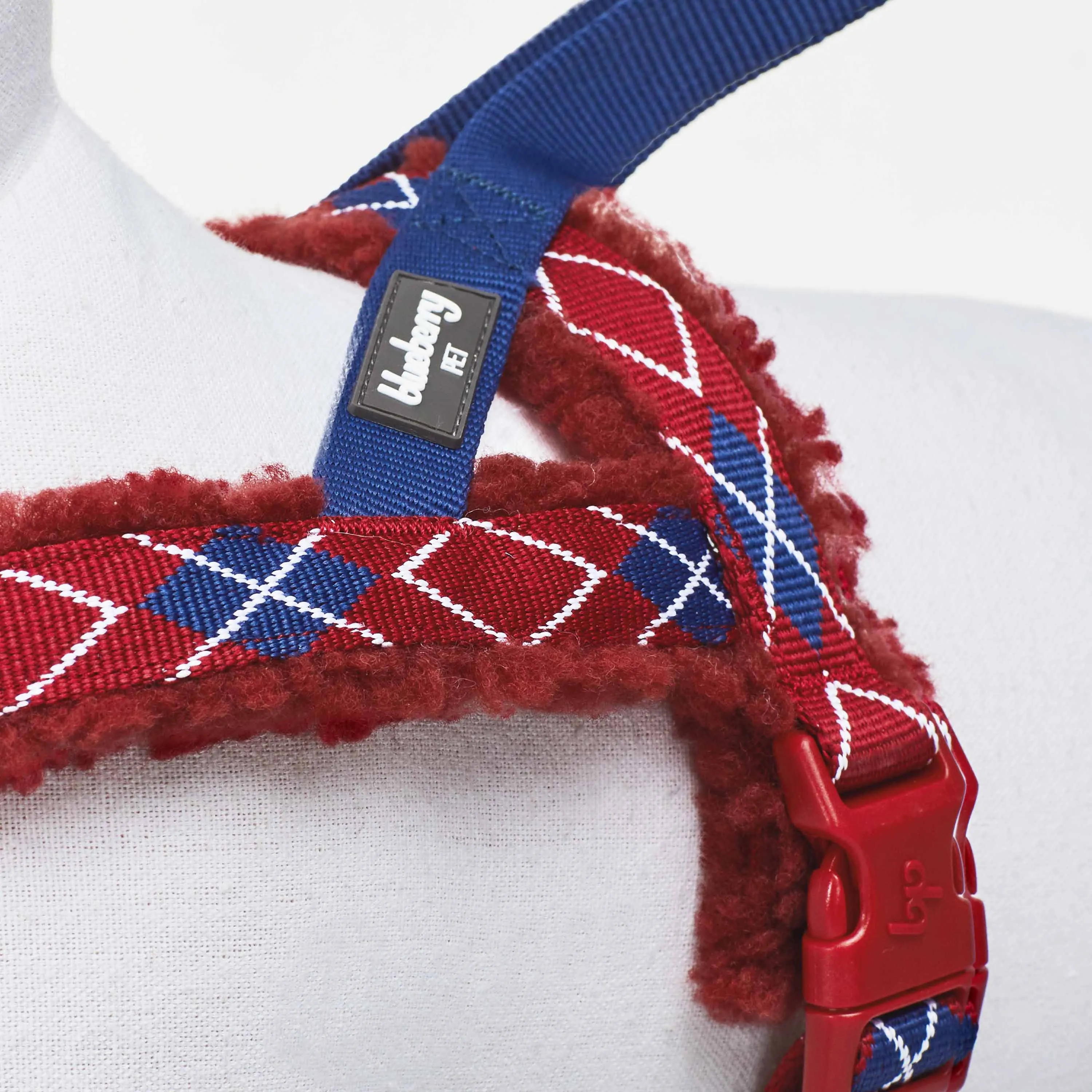 Easy On/Off | Sherpa Fleece Padded Dog Harness in Scottish Argyle