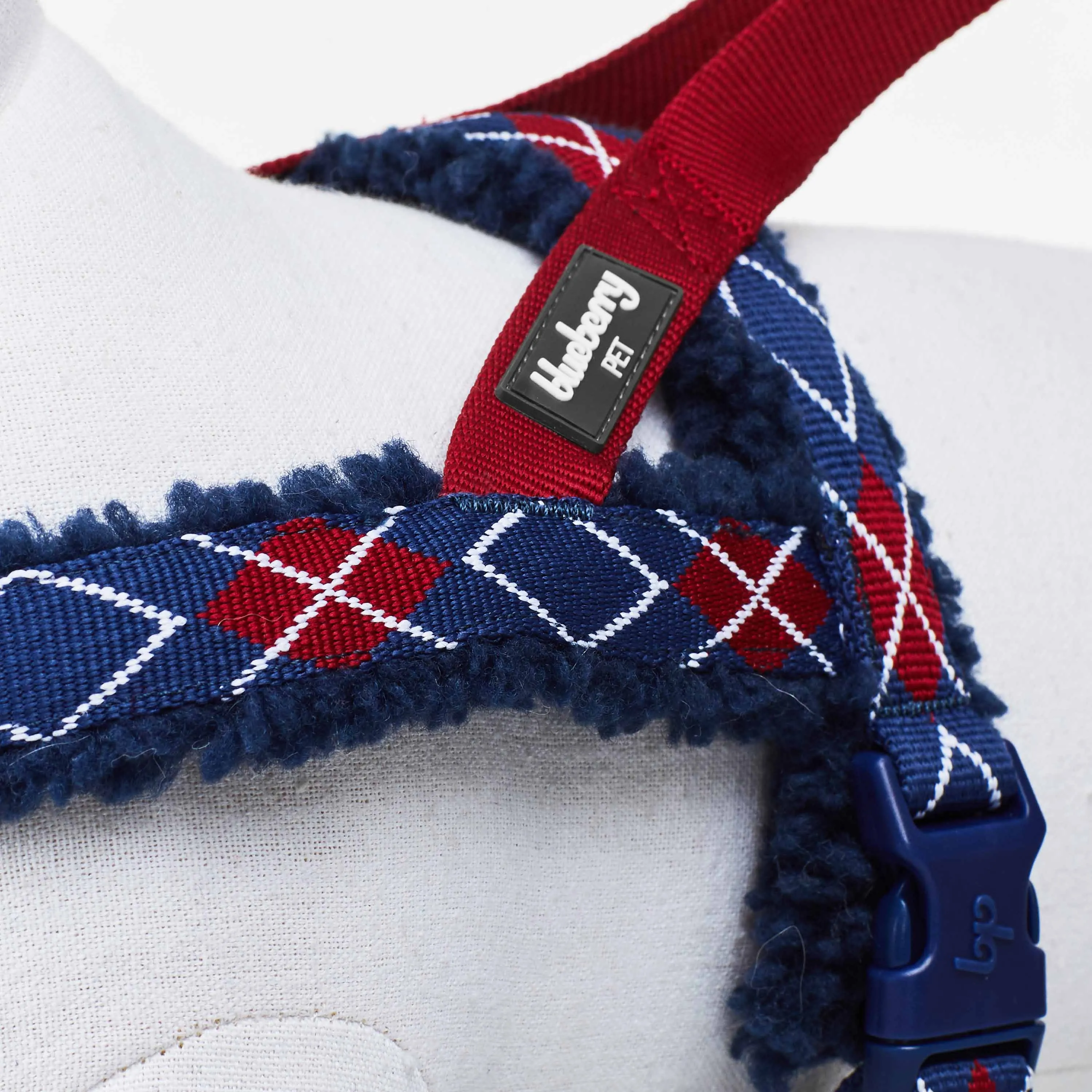 Easy On/Off | Sherpa Fleece Padded Dog Harness in Scottish Argyle