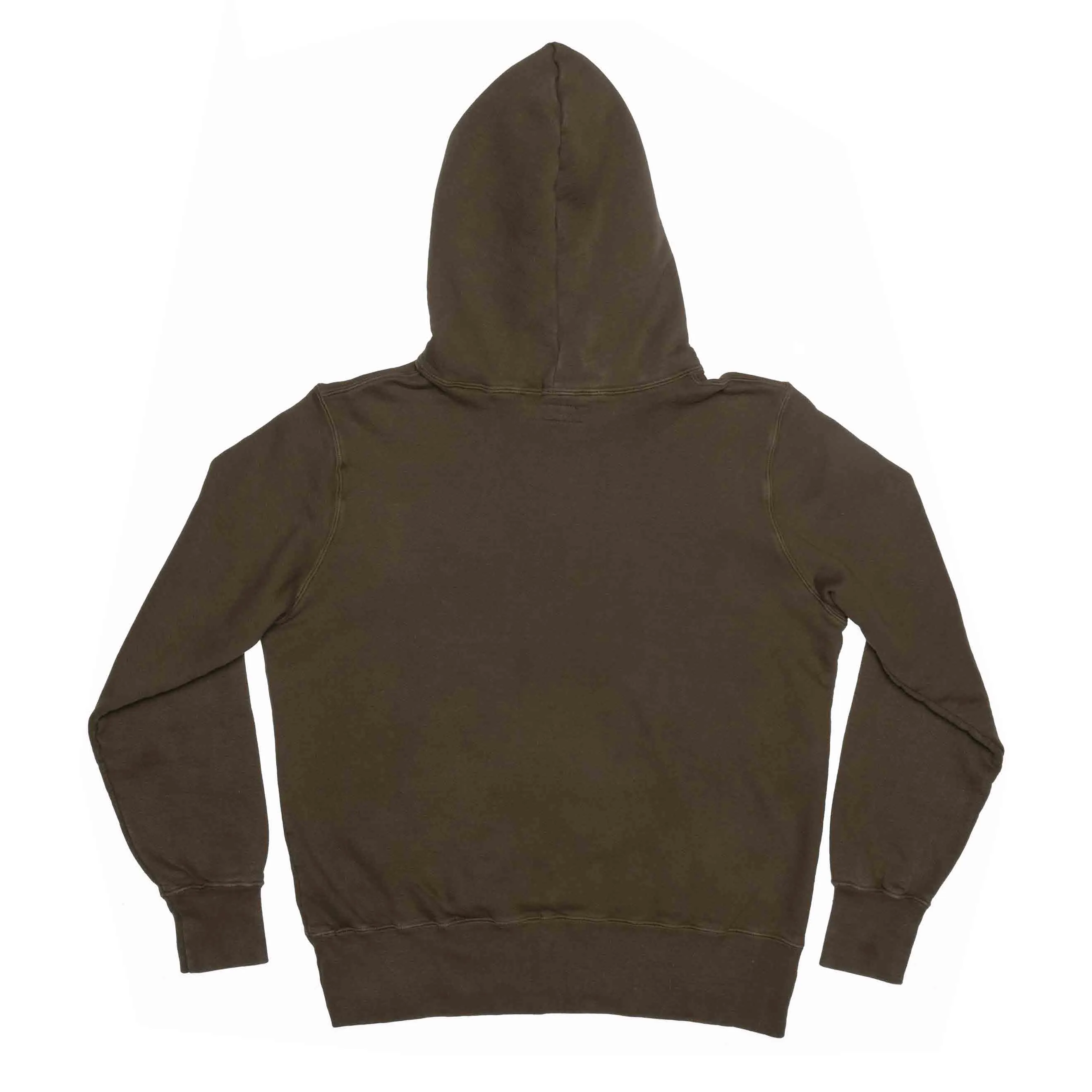 GARMENT DYED ORGANIC COTTON HOODED SWEATSHIRT - OLIVE