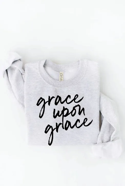 Grace Upon Grace Graphic Sweatshirt in Heather White