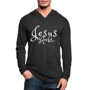 Graphic Hoodie, Jesus Rocks Long Sleeve Hooded Tee