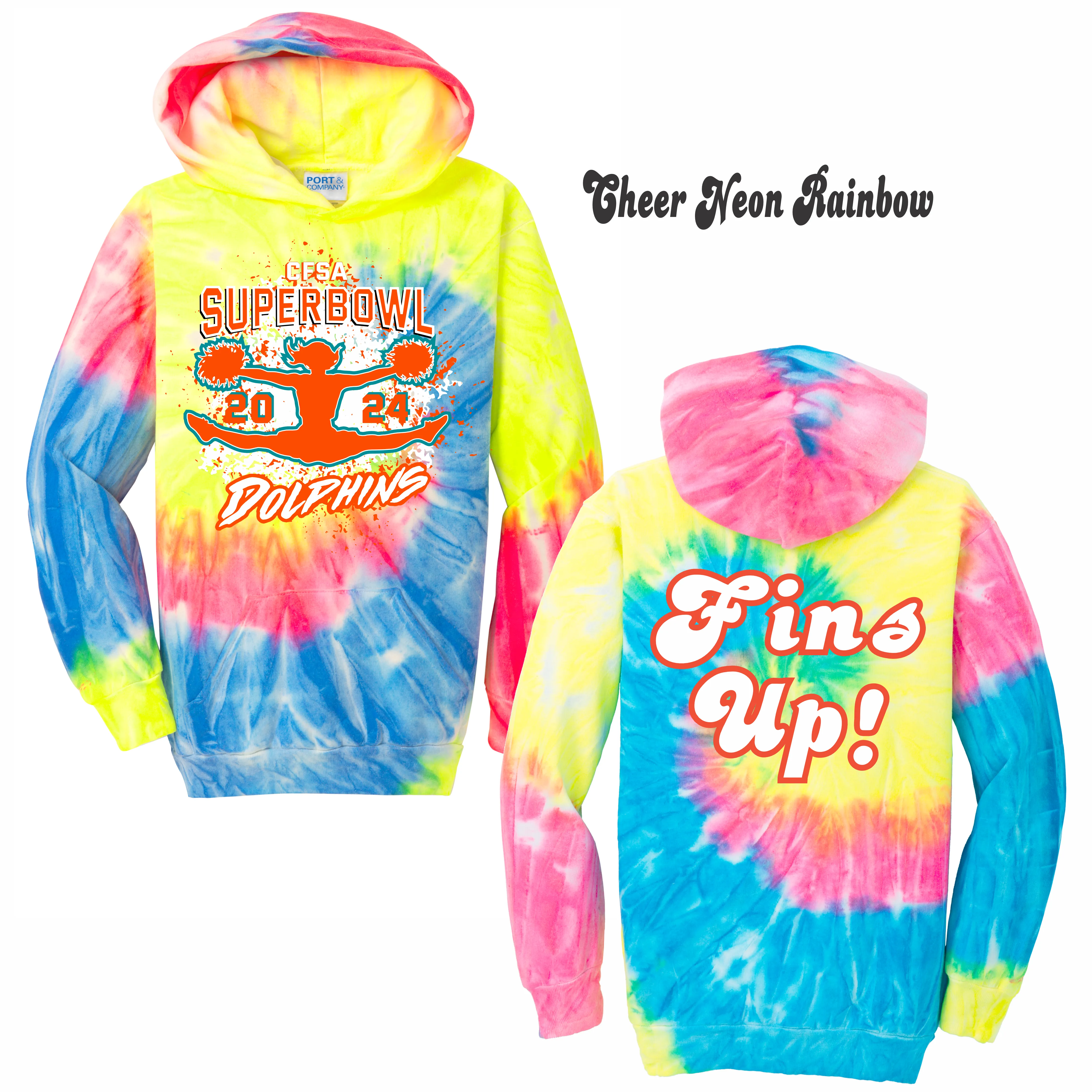 LIMITED EDITION - CFSA- CHEER -Dolphins Superbowl Hoodie 2024 TIE_DYE