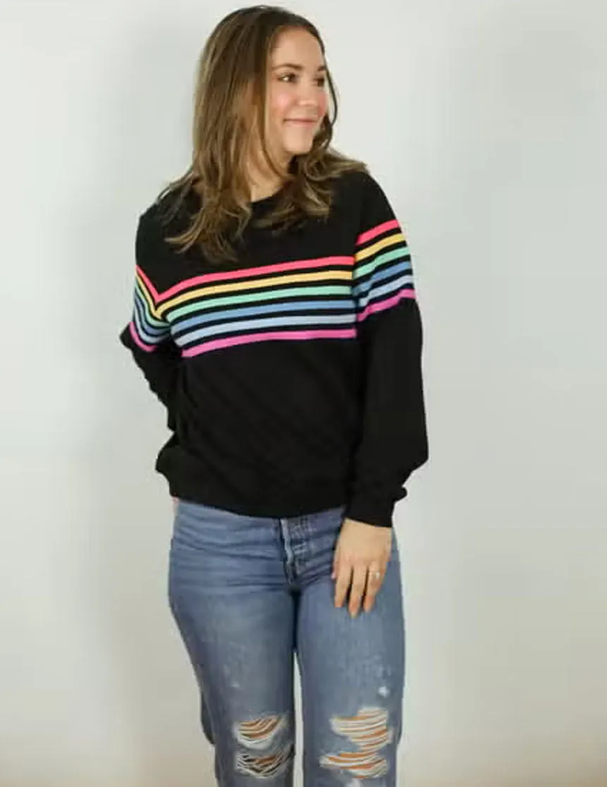 Limited Edition Six Stripe Invisible Zip Breastfeeding Sweatshirt | Black