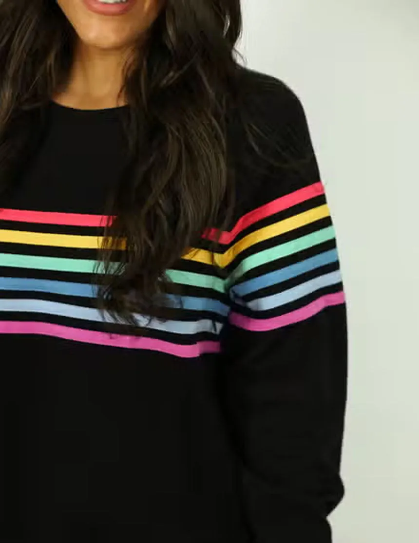 Limited Edition Six Stripe Invisible Zip Breastfeeding Sweatshirt | Black