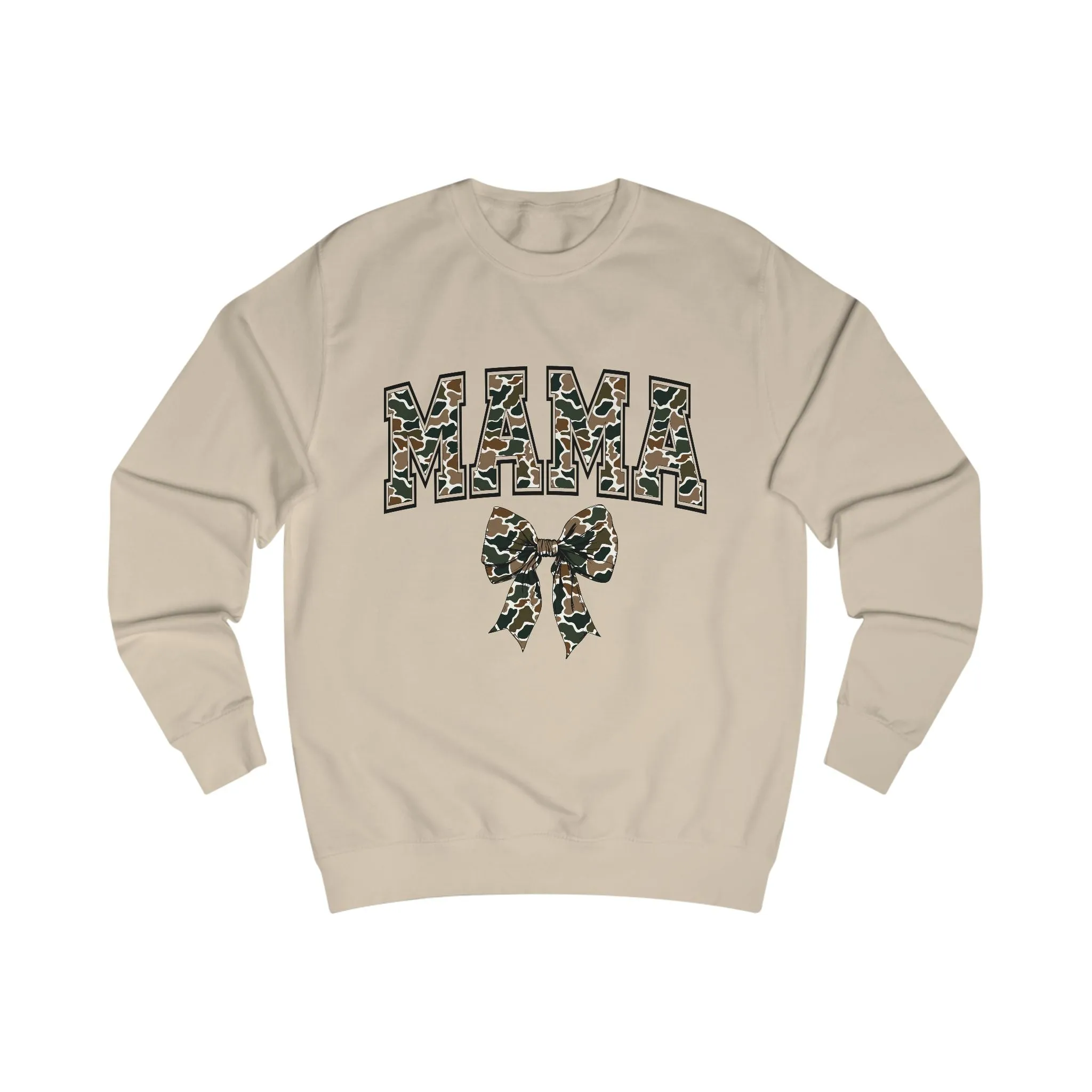 Mama Old Camo Bow Coquette Crewneck Sweatshirt