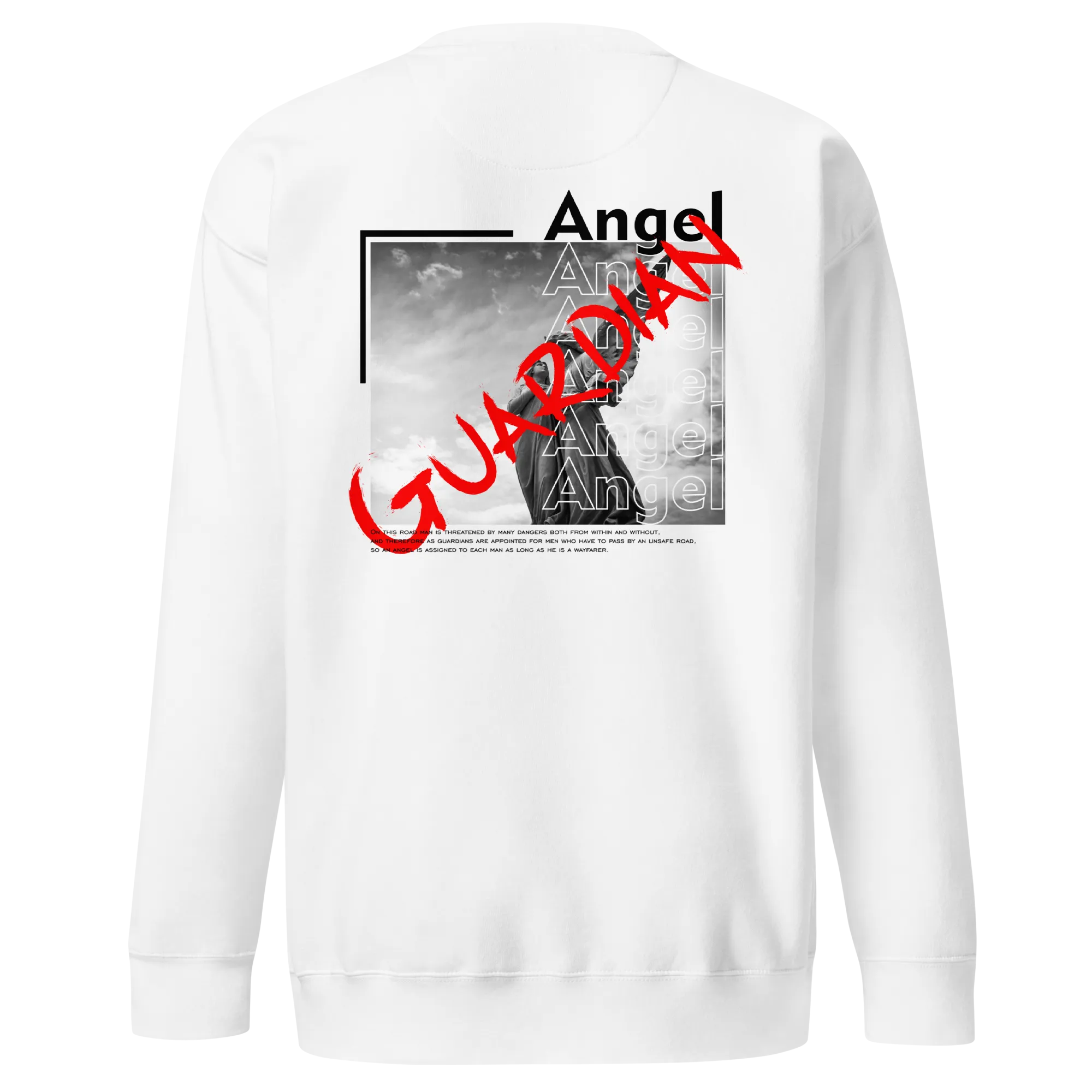 Men's Slogan And Guardian Angel Graphic Sweatshirt