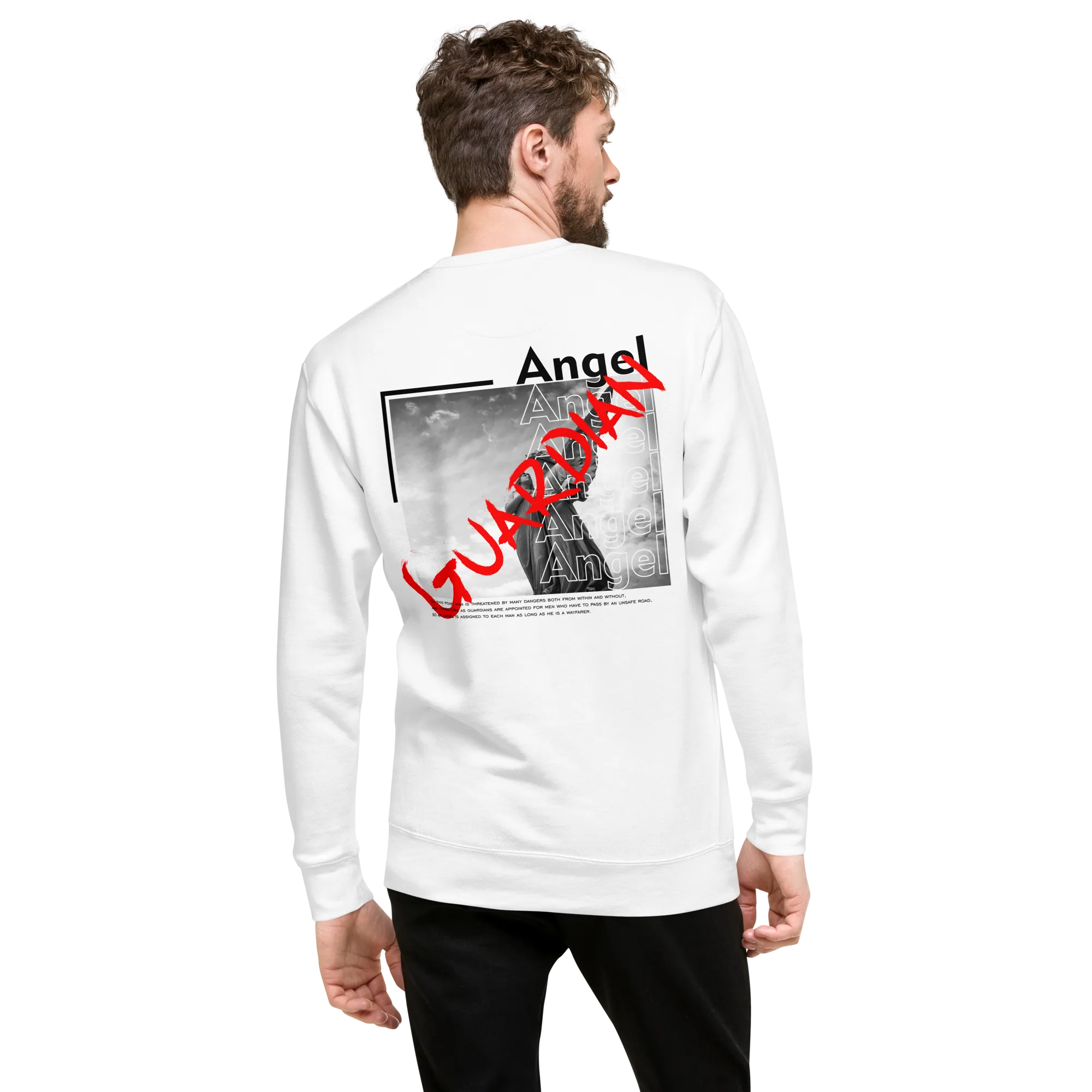 Men's Slogan And Guardian Angel Graphic Sweatshirt