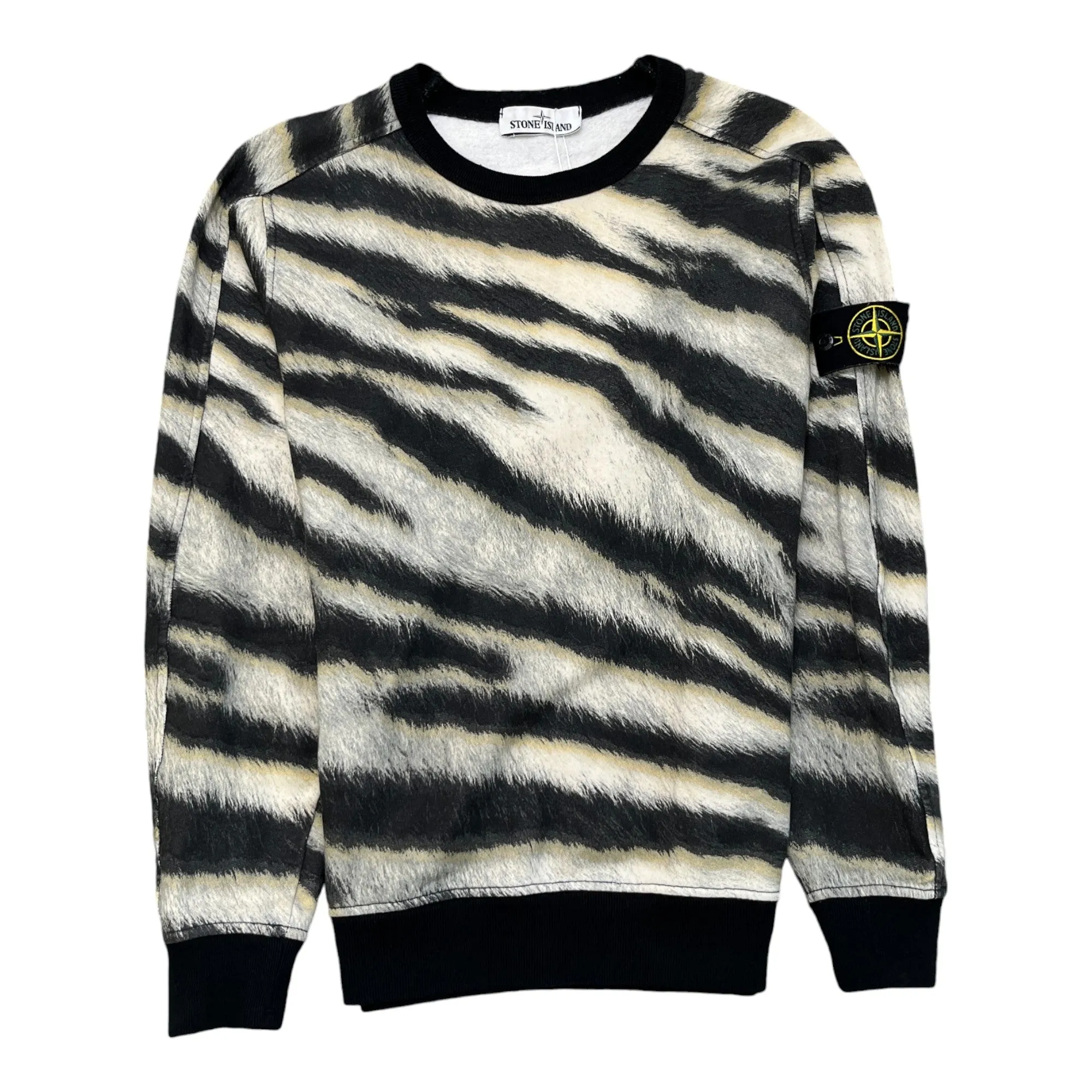 Men's White Tiger Crewneck Sweatshirt Black Size S