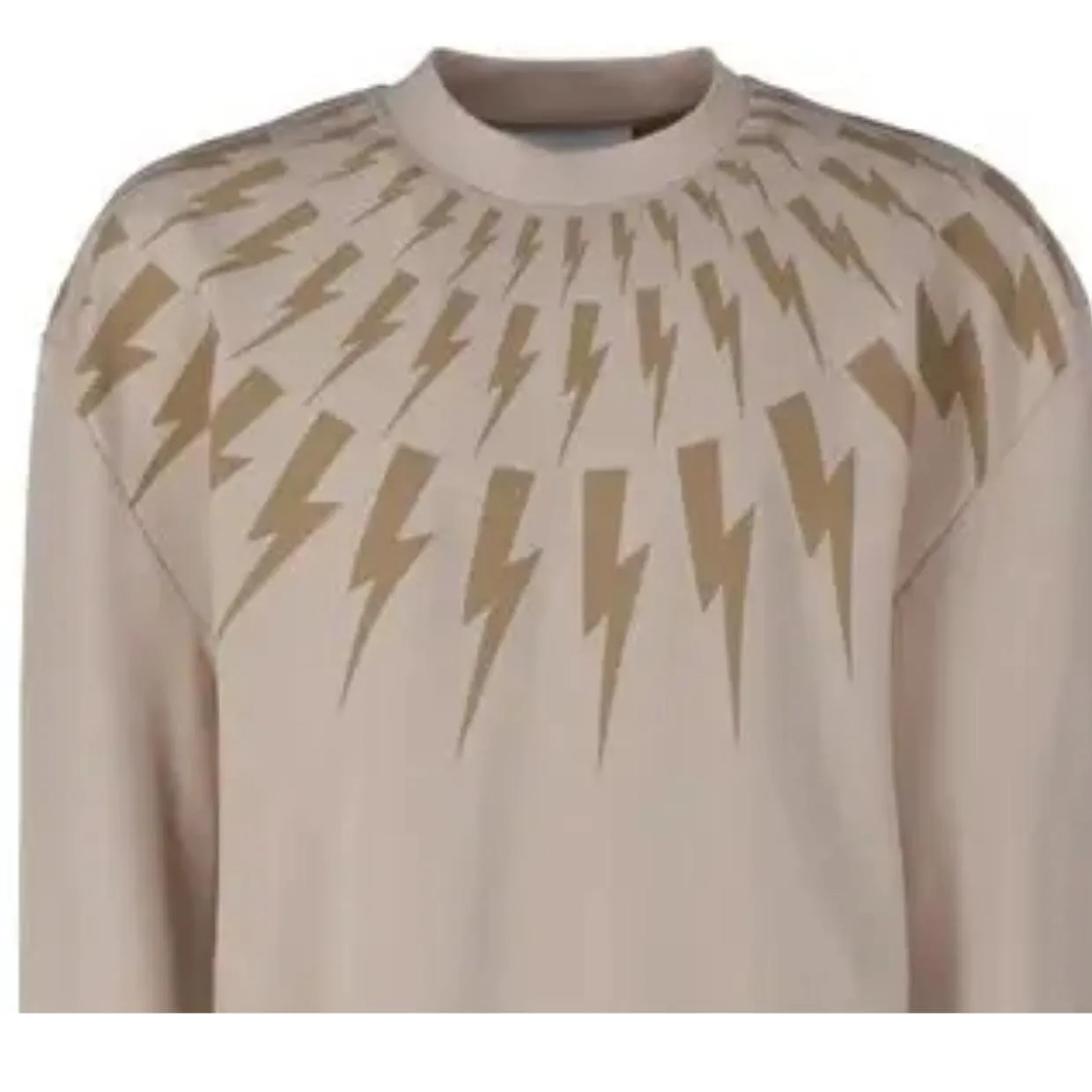 Neil Barrett Natural Beige Fair Isle Thunderbolt Sweatshirt