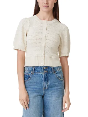 Pointelle Stitch Short Sleeve Cardigan